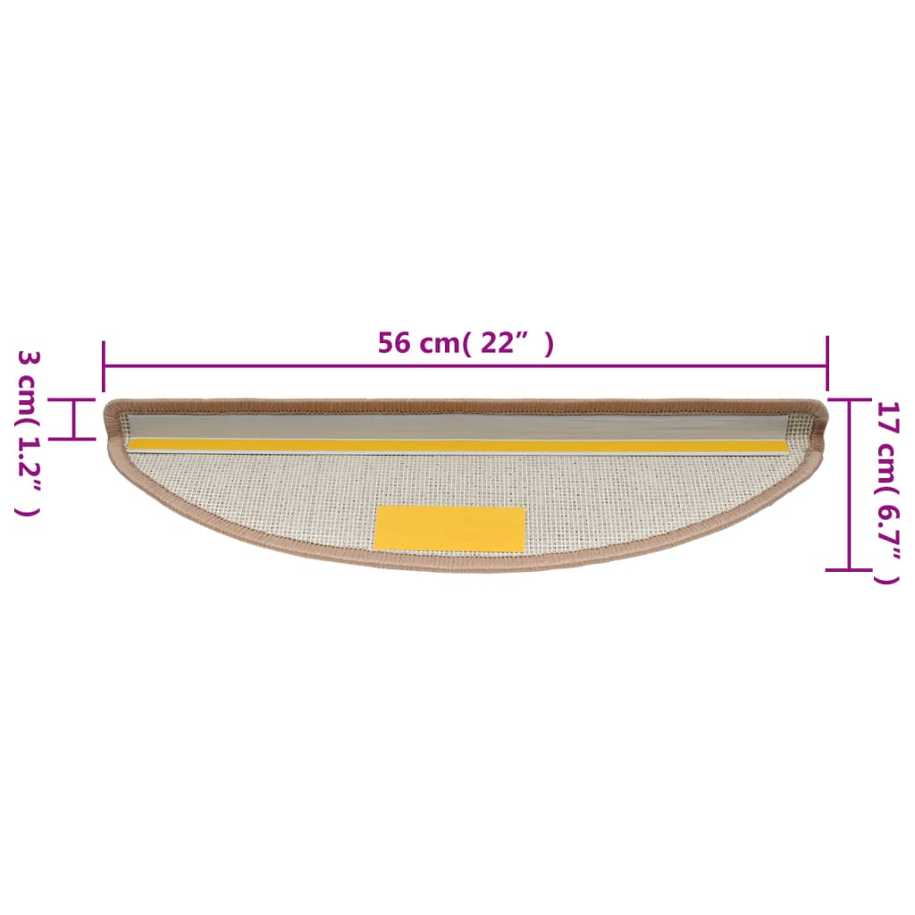 vidaXL Tappetini per scale 10 pz 56x17x3 cm Marrone chiaro Semicircolari - Image 8 of 8