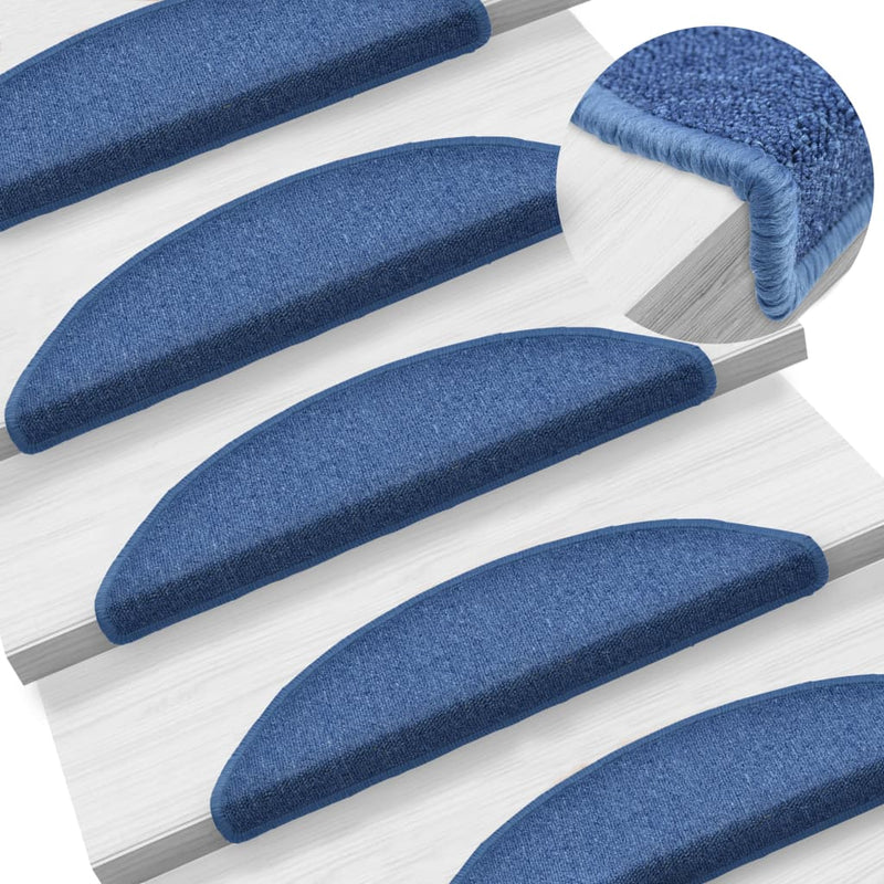 vidaXL Tappetini per scale 10 pz 56x17x3 cm blu semicircolari - Image 1 of 48