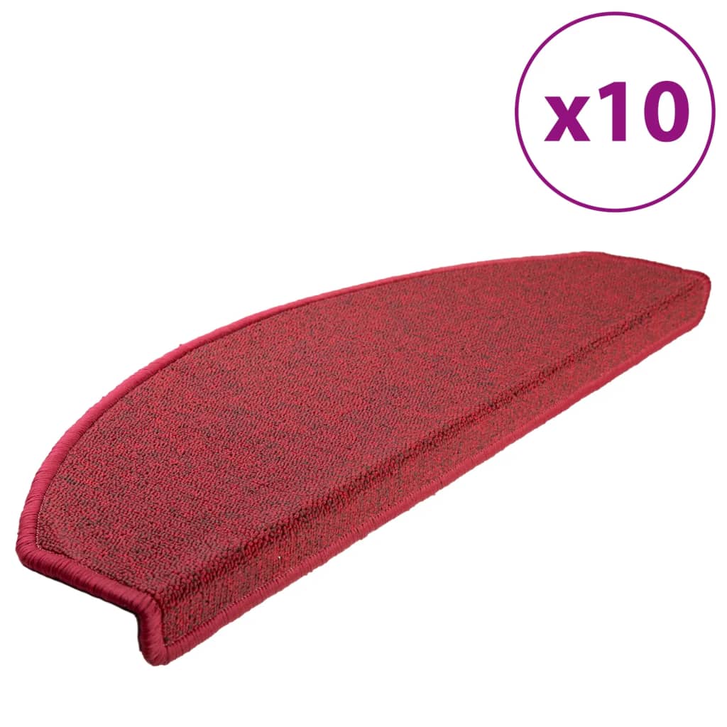 vidaXL Tappetini per scale 10 pz 65x24x4 cm Rossi Semicircolari Grandi - Image 4 of 16