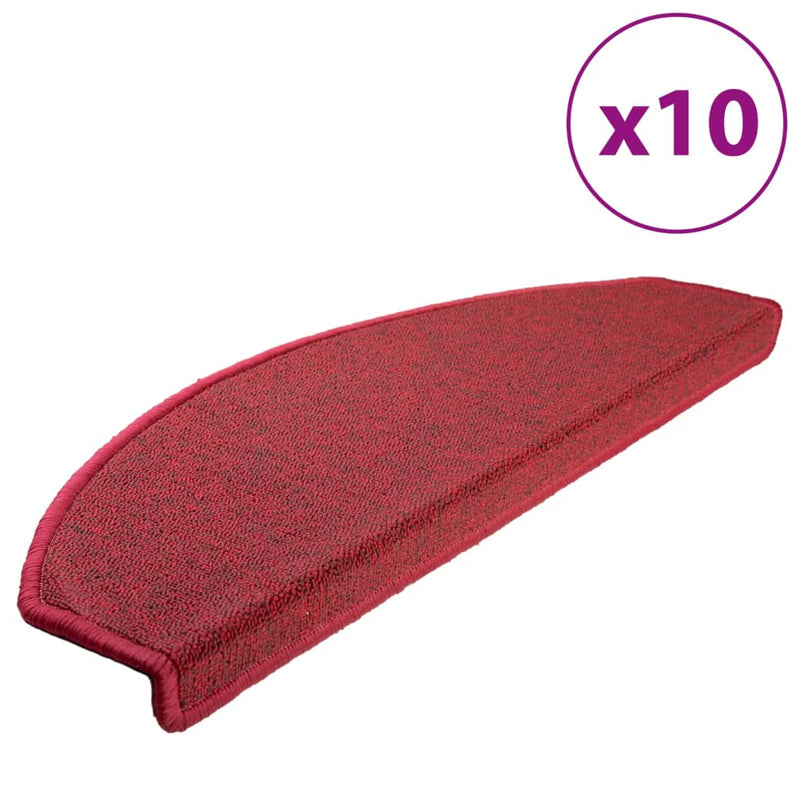 vidaXL Tappetini per scale 10 pz 65x24x4 cm Rossi Semicircolari Grandi - Image 4 of 16