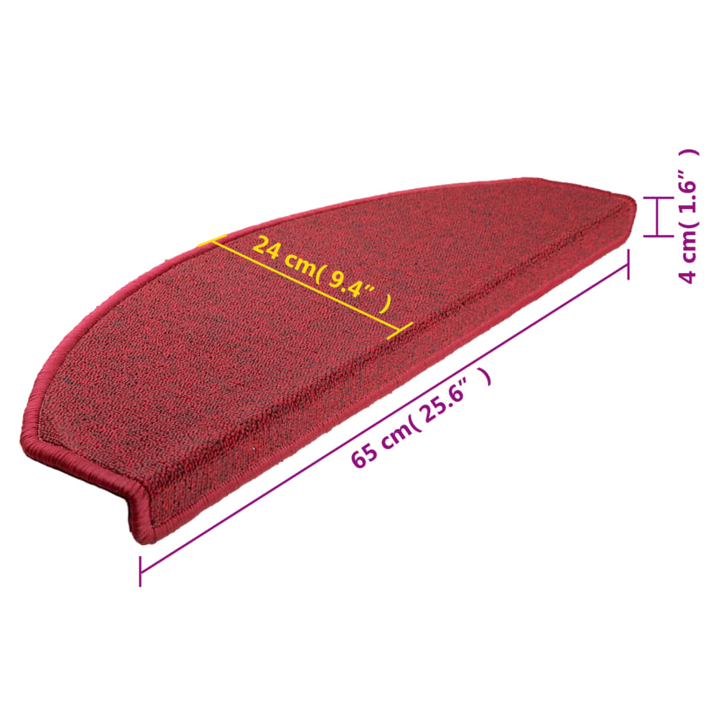 vidaXL Tappetini per scale 10 pz 65x24x4 cm Rossi Semicircolari Grandi - Image 16 of 16
