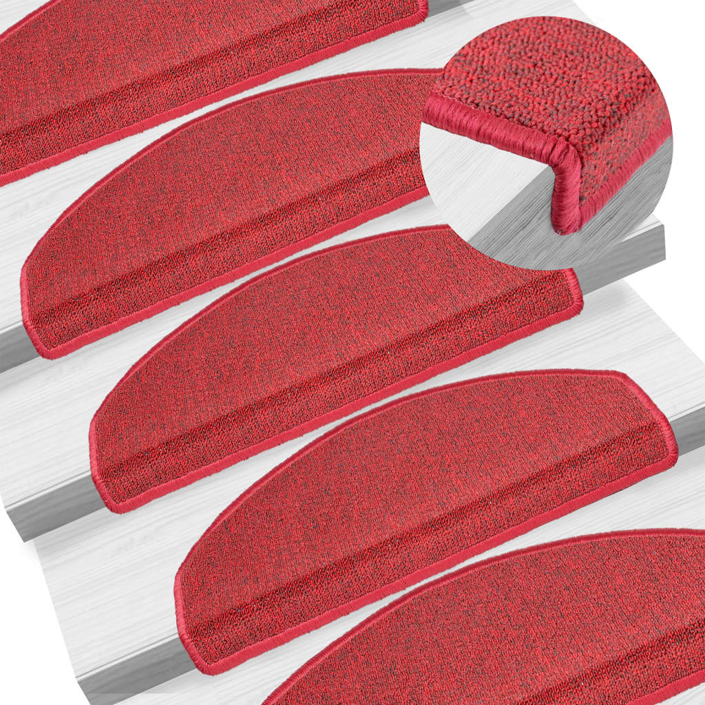 vidaXL Tappetini per scale 10 pz 65x24x4 cm Rossi Semicircolari Grandi - Image 1 of 16