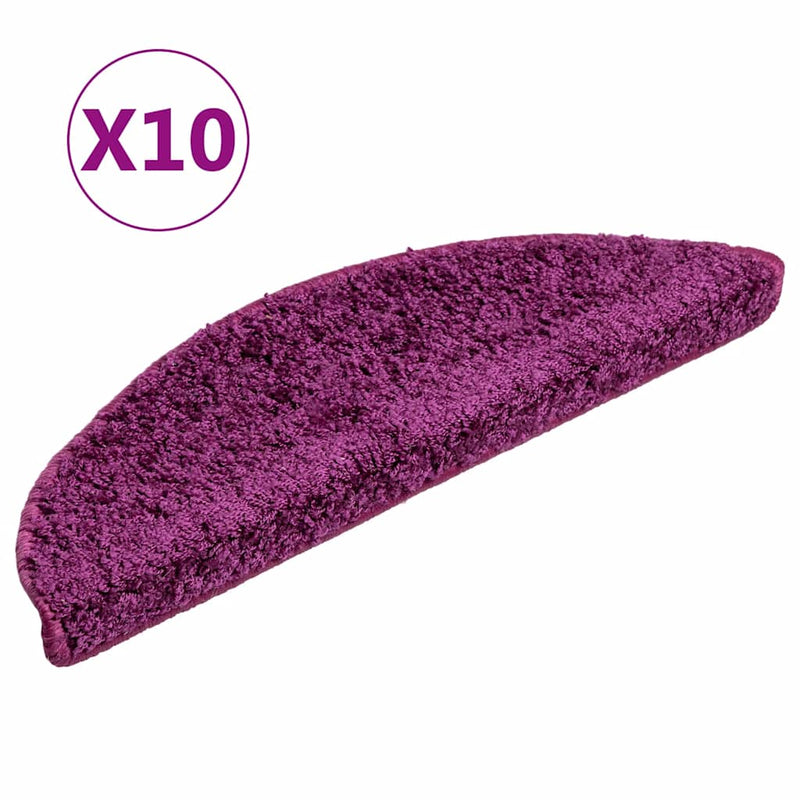 vidaXL Tappetini per scale 10 pz 56x17x3 cm Viola Semicircolari - Image 2 of 8