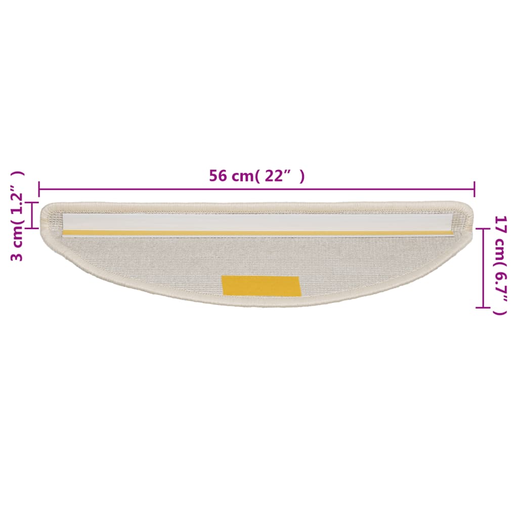vidaXL Tappetini per scale 10 pz 56x17x3 cm Bianco Semicircolari - Image 8 of 8