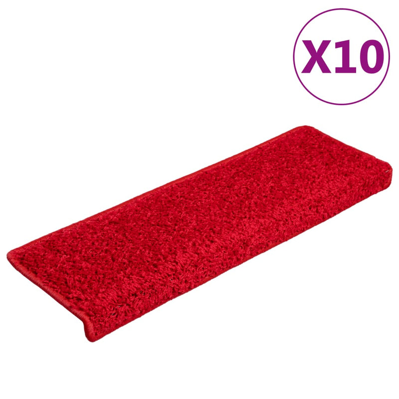 vidaXL Tappetini per scale 10 pz 65x21x4 cm Rosso Bordo rettangolare - Image 2 of 8