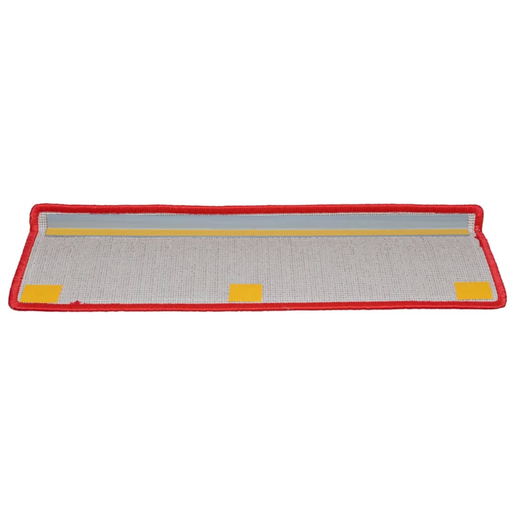 vidaXL Tappetini per scale 10 pz 65x21x4 cm Rosso Bordo rettangolare - Image 5 of 8