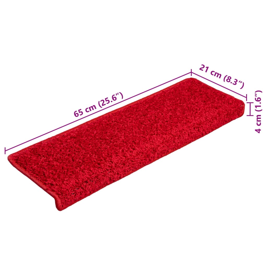 vidaXL Tappetini per scale 10 pz 65x21x4 cm Rosso Bordo rettangolare - Image 8 of 8