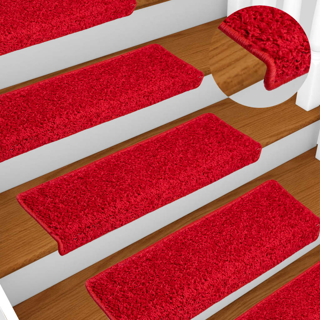 vidaXL Tappetini per scale 10 pz 65x21x4 cm Rosso Bordo rettangolare - Image 1 of 8