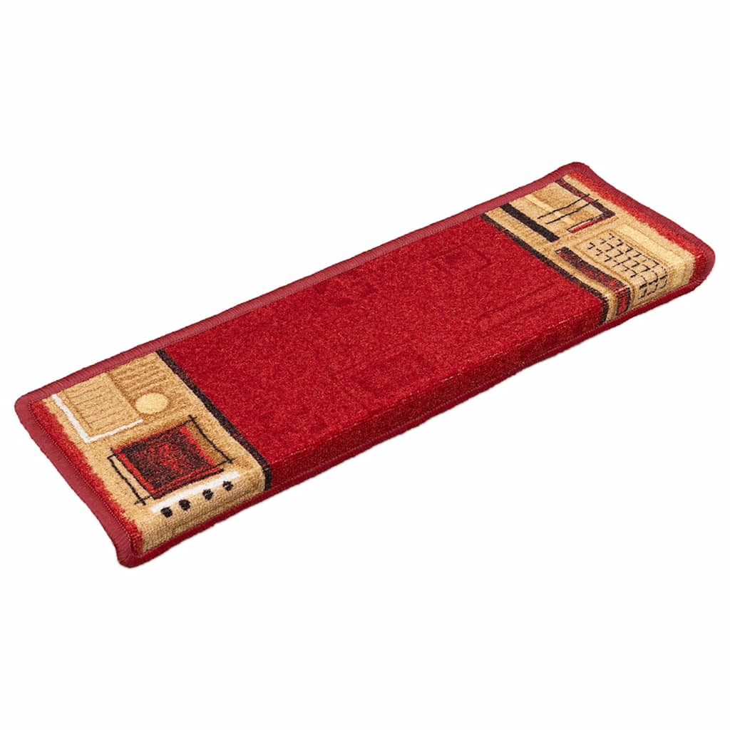 vidaXL Tappetini per Scale Autoadesivi 10 pz 65x21x4 cm Rossi - Image 1 of 7