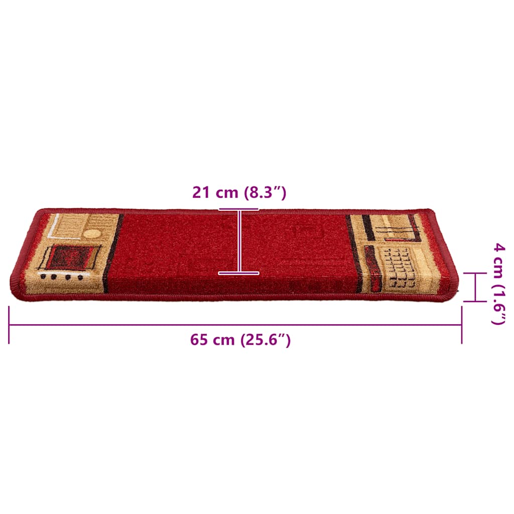 vidaXL Tappetini per Scale Autoadesivi 10 pz 65x21x4 cm Rossi - Image 7 of 7