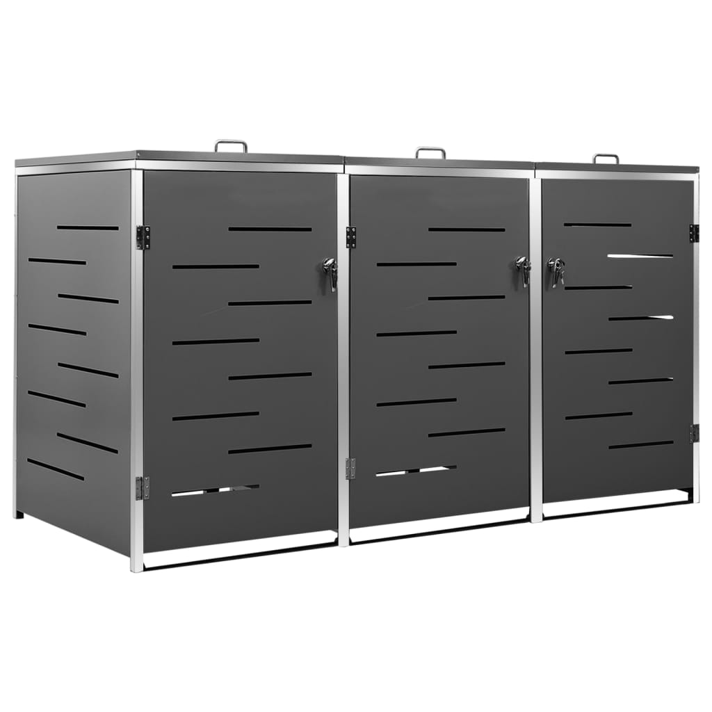 vidaXL Cubierta para cubo de basura individual de acero inoxidable 69x77,5x112,5 cm Antracita - Image 14 of 143