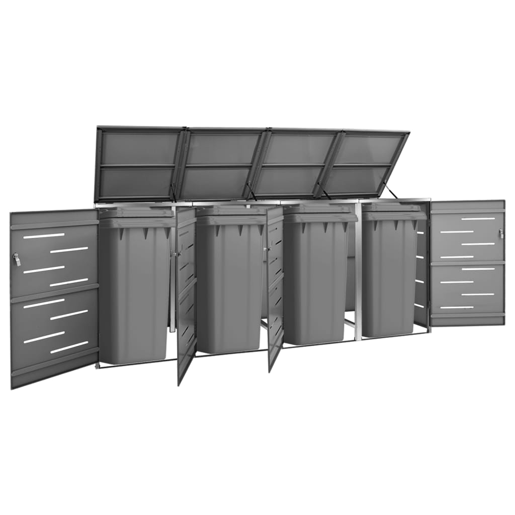 vidaXL Copribidone Singolo in Acciaio Inox e Zincato 69x77,5x112,5cm Antracite - Image 3 of 165