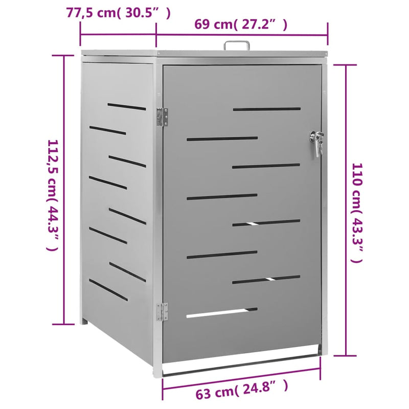 vidaXL Copribidone Singolo in Acciaio Inox e Zincato 69x77,5x112,5cm Antracite - Image 158 of 165