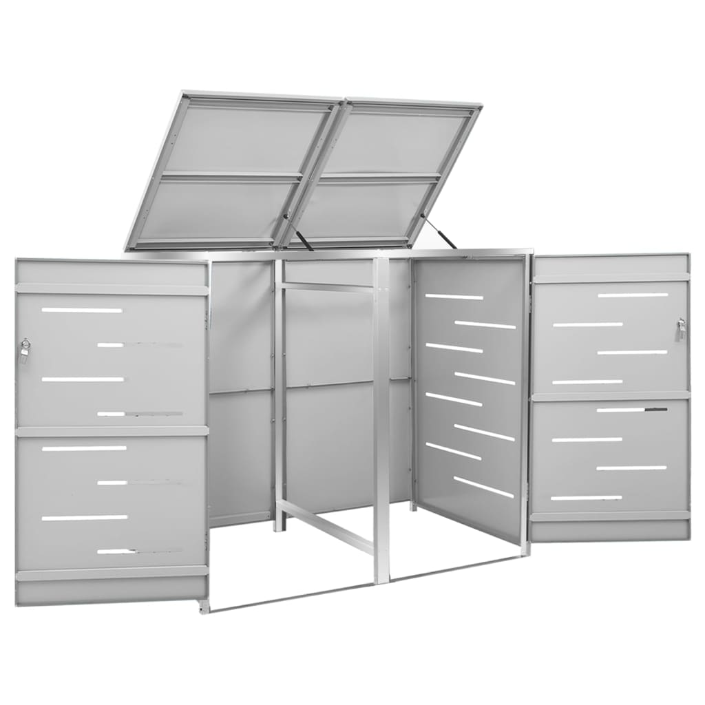 vidaXL Cubierta para cubo de basura individual de acero inoxidable 69x77,5x112,5 cm Antracita - Image 76 of 143