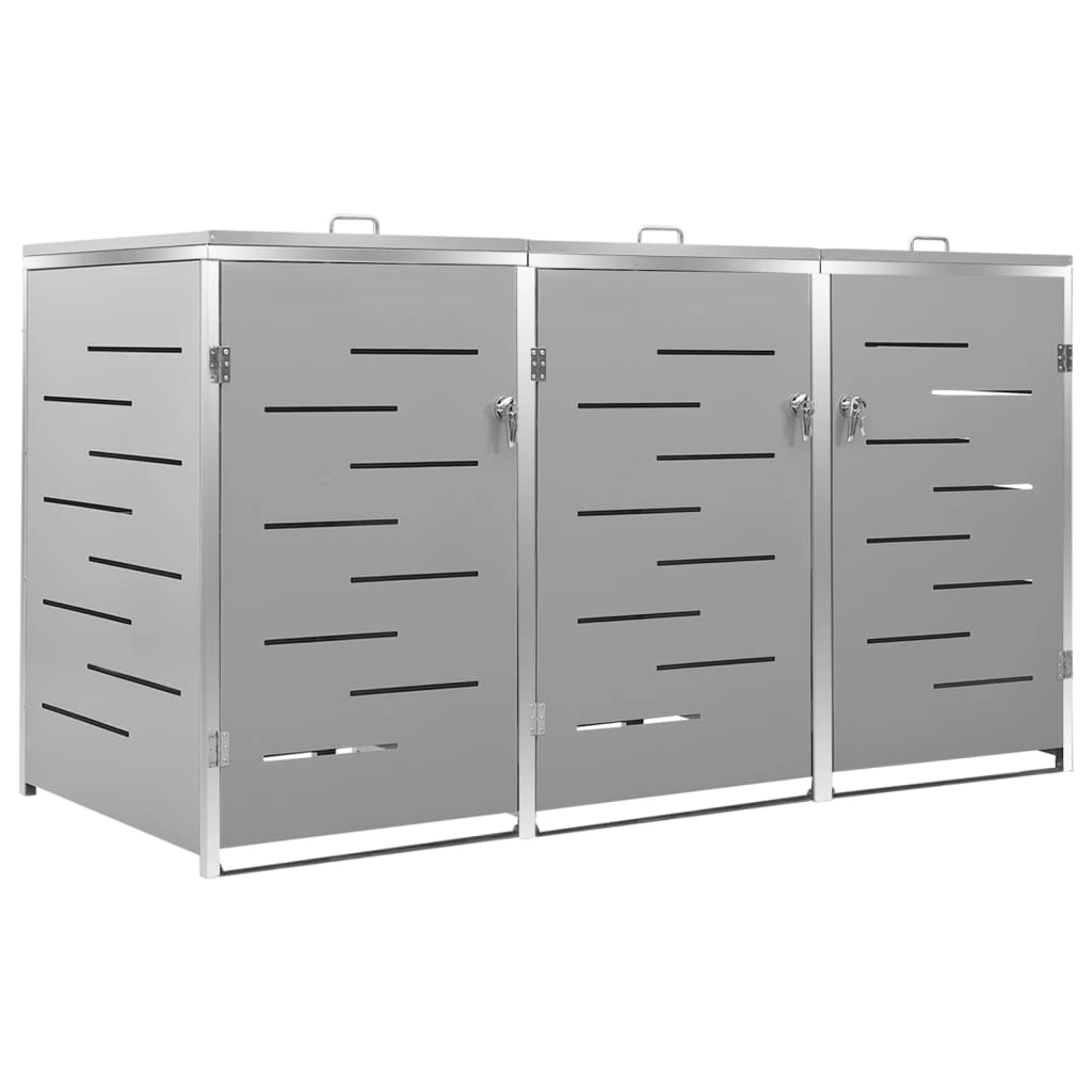 vidaXL Cubierta para cubo de basura individual de acero inoxidable 69x77,5x112,5 cm Antracita - Image 18 of 143