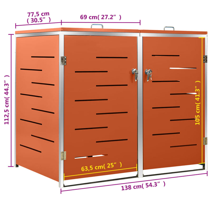vidaXL Cubierta para cubo de basura individual de acero inoxidable 69x77,5x112,5 cm Antracita - Image 138 of 143