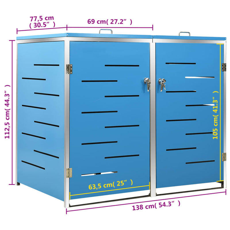 vidaXL Copribidone Singolo in Acciaio Inox e Zincato 69x77,5x112,5cm Antracite - Image 159 of 165