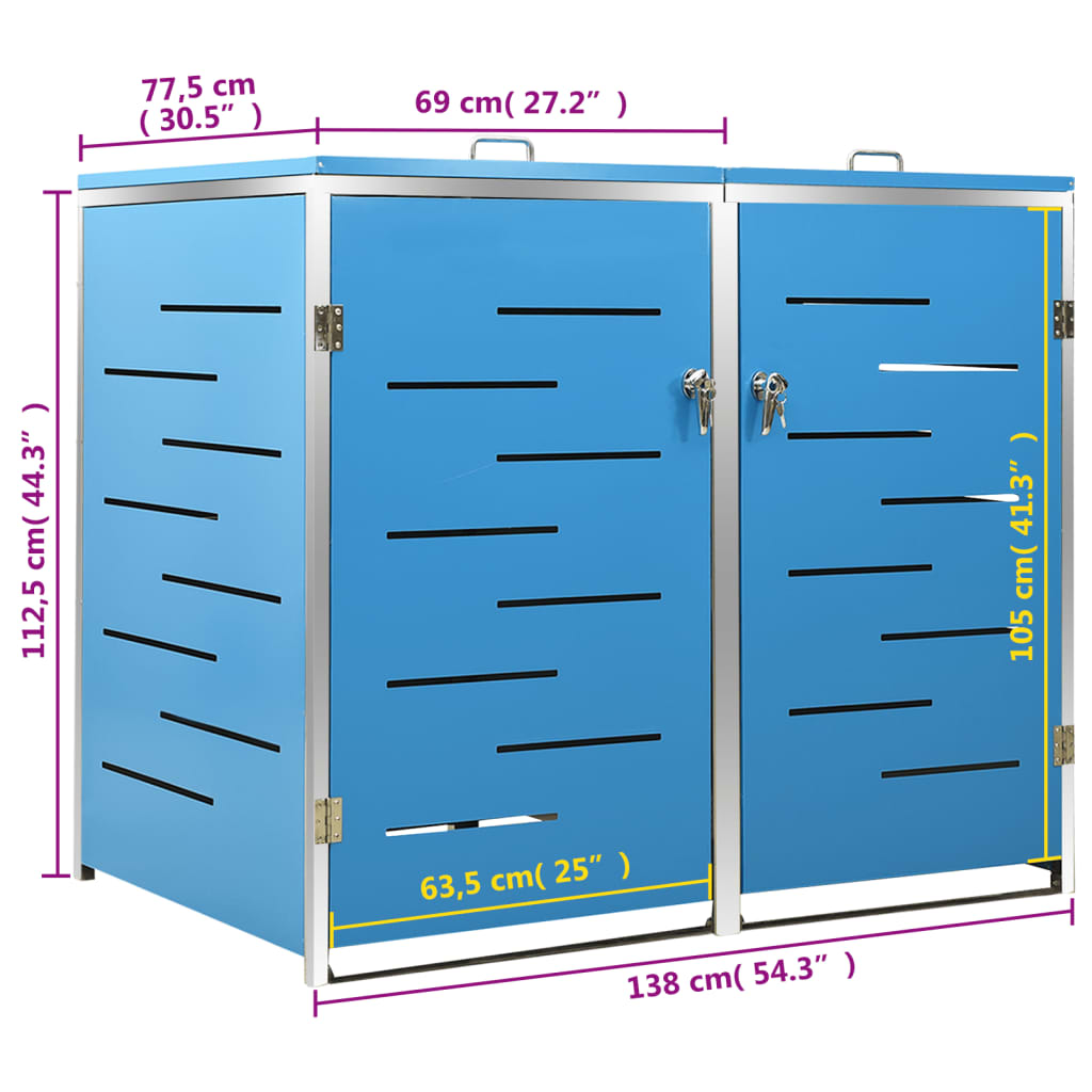 vidaXL Cubierta para cubo de basura individual de acero inoxidable 69x77,5x112,5 cm Antracita - Image 142 of 143