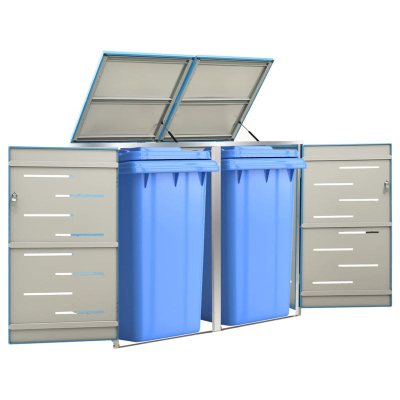 vidaXL Cubierta para cubo de basura individual de acero inoxidable 69x77,5x112,5 cm Antracita - Image 7 of 143
