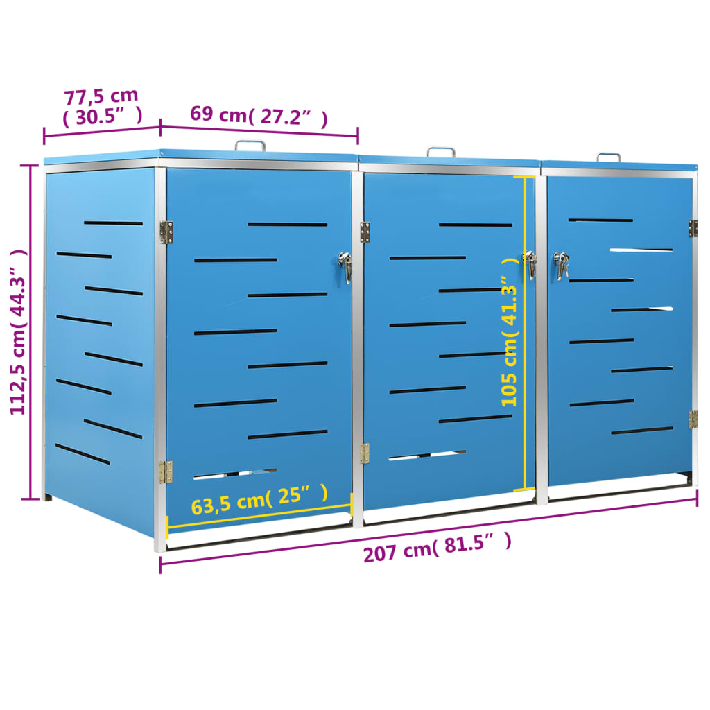 vidaXL Copribidone Singolo in Acciaio Inox e Zincato 69x77,5x112,5cm Antracite - Image 155 of 165