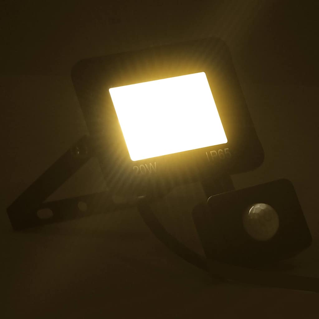 Foco LED vidaXL con sensor, 20 W, aluminio/vidrio, 13 x 16,5 cm, negro - Image 1 of 27