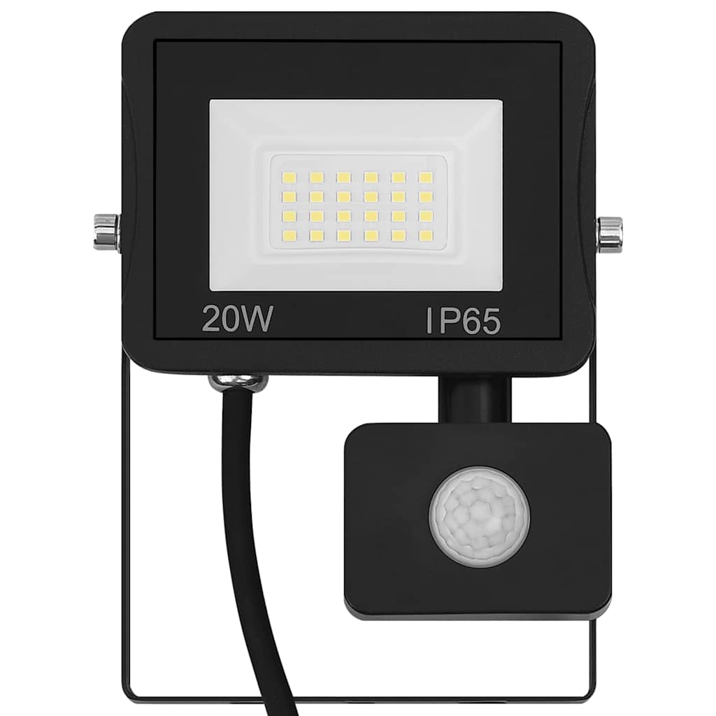 Foco LED vidaXL con sensor, 20 W, aluminio/vidrio, 13 x 16,5 cm, negro - Image 5 of 27