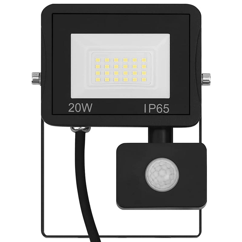 Foco LED vidaXL con sensor, 20 W, aluminio/vidrio, 13 x 16,5 cm, negro - Image 5 of 27