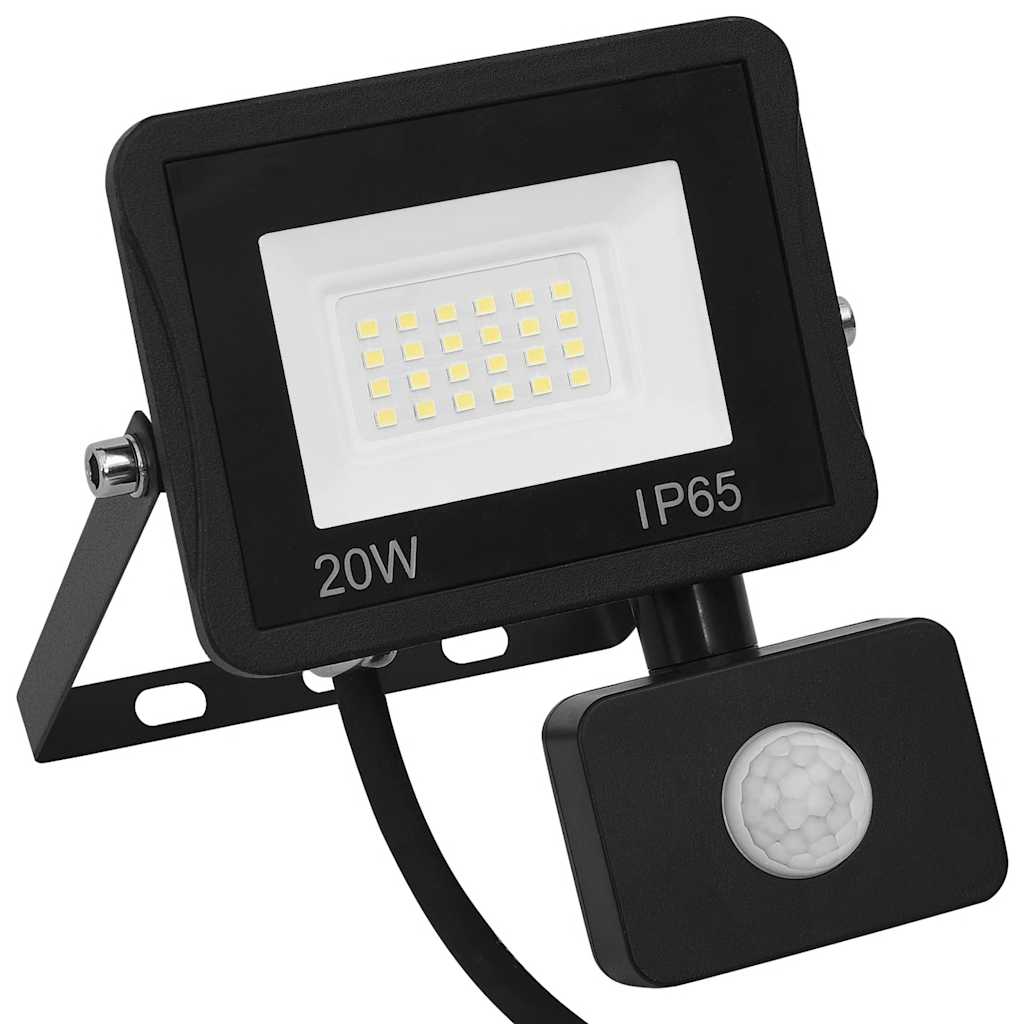 Foco LED vidaXL con sensor, 20 W, aluminio/vidrio, 13 x 16,5 cm, negro - Image 7 of 27