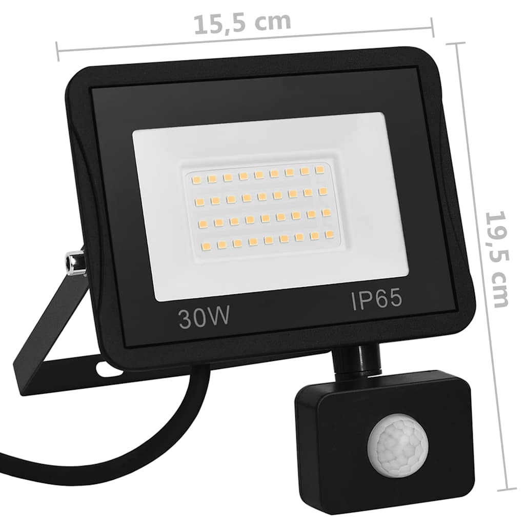 Foco LED con Sensor vidaXL 30 W Aluminio 15,5 x 19,5 cm Negro - Image 35 of 36