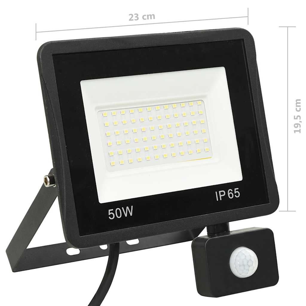 Foco LED vidaXL con sensor, 20 W, aluminio/vidrio, 13 x 16,5 cm, negro - Image 27 of 27