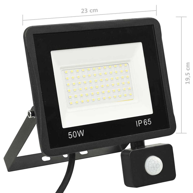 Foco LED vidaXL con sensor 50 W 23 x 19,5 x 5 cm Negro - Image 17 of 18