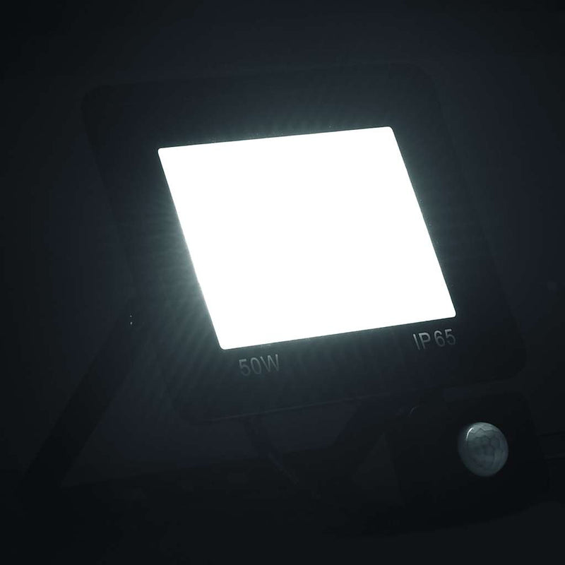 Foco LED vidaXL con sensor 50 W 23 x 19,5 x 5 cm Negro - Image 1 of 18