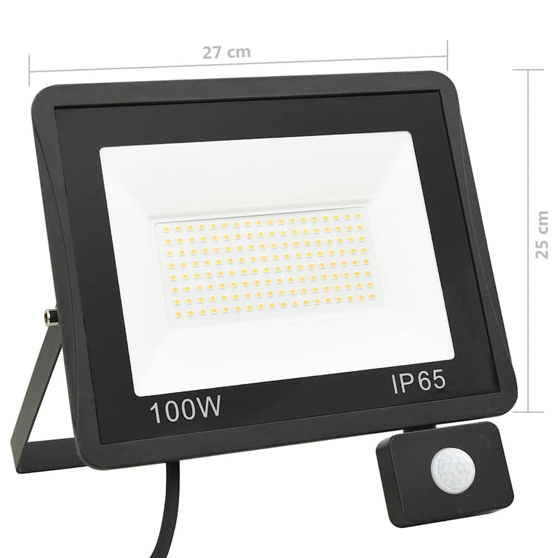Foco LED vidaXL con sensor 100W de aluminio 27x25 cm negro - Image 9 of 9