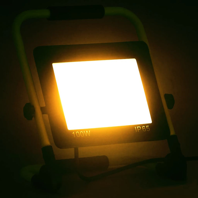 vidaXL Faretto a LED con Maniglia 100 W 3000 K Bianco Caldo, 31 x 16 x 35 cm, Nero e Giallo - Image 1 of 10