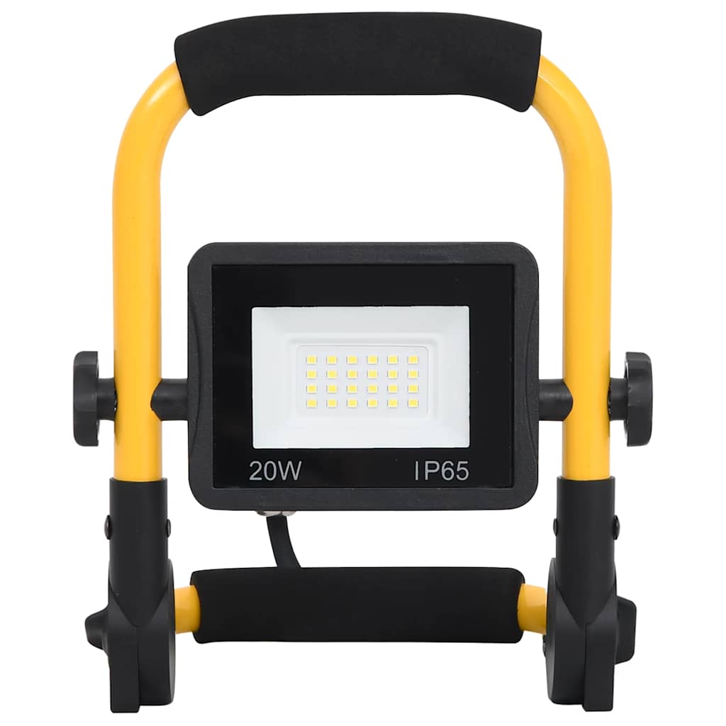 vidaXL Foco LED Portátil 20W Blanco Frío, Marco de Acero, Negro/Amarillo - Image 5 of 40