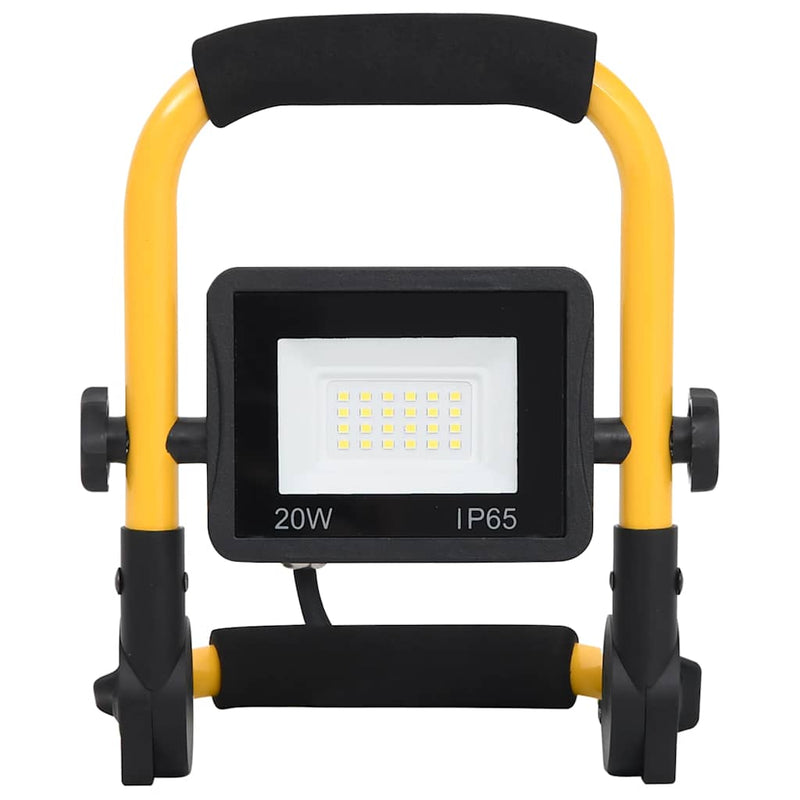 vidaXL Foco LED Portátil 20W Blanco Frío, Marco de Acero, Negro/Amarillo - Image 5 of 40