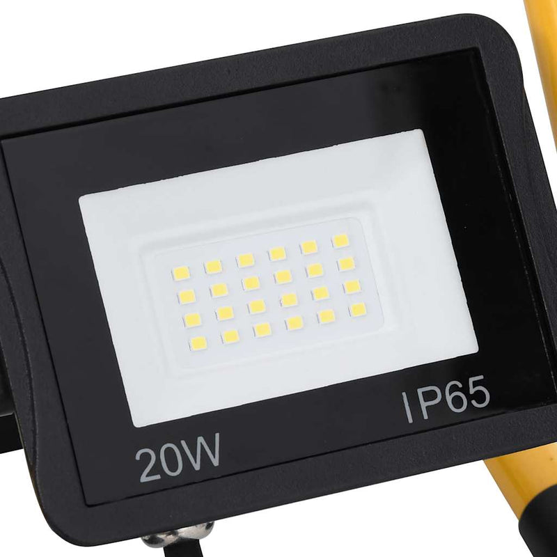 vidaXL Foco LED Portátil 20W Blanco Frío, Marco de Acero, Negro/Amarillo - Image 27 of 40