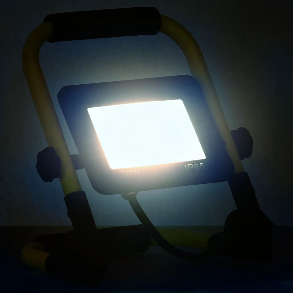 vidaXL Faretto a LED con Maniglia 30 W 21x16x26 cm Nero e Giallo - Image 1 of 30