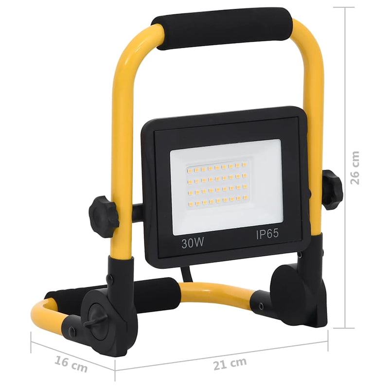 vidaXL Faretto a LED con Maniglia 30 W 21x16x26 cm Nero e Giallo - Image 28 of 30