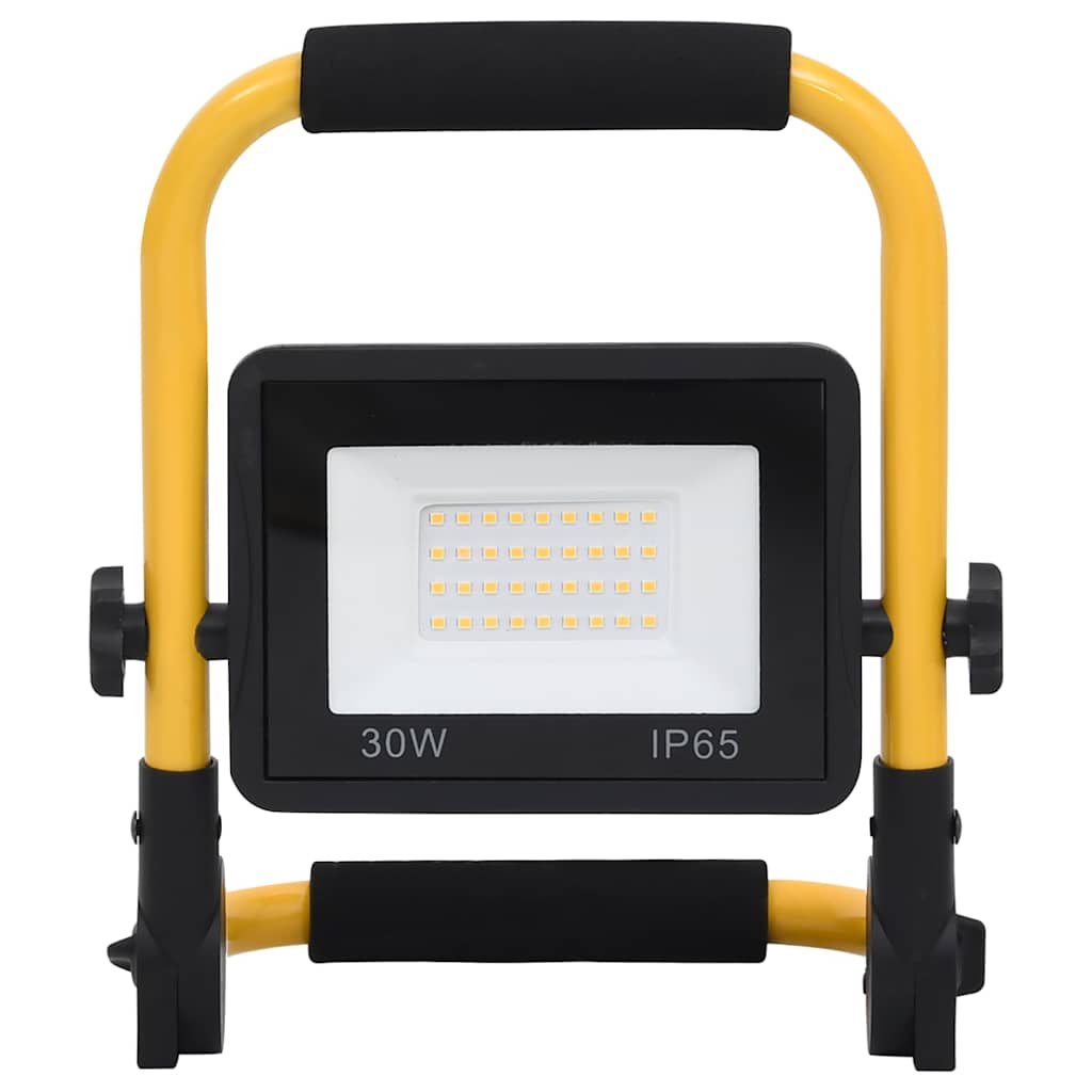 vidaXL Faretto a LED con Maniglia 30 W 21x16x26 cm Nero e Giallo - Image 8 of 30