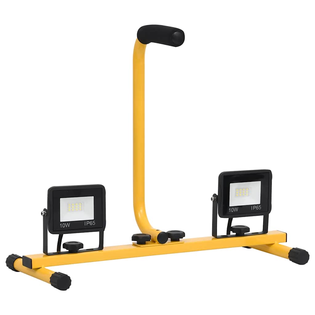 vidaXL LED Spotlight 2x10 W with Steel Frame 44.5x18.5x37 cm Black and Yellow - Image 6 of 30