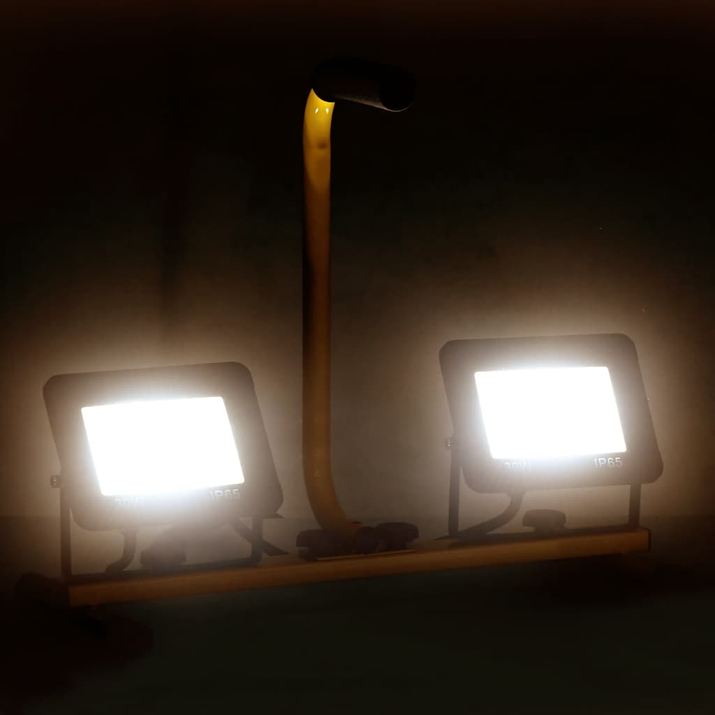 vidaXL LED Spotlight 2x10 W with Steel Frame 44.5x18.5x37 cm Black and Yellow - Image 3 of 30