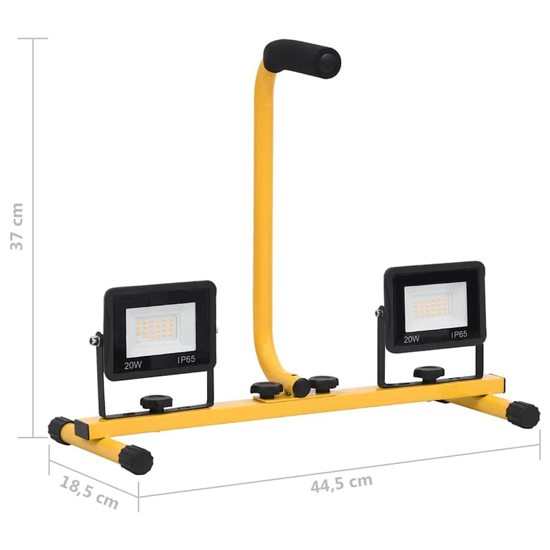 vidaXL Foco LED Portátil 20W Blanco Frío, Marco de Acero, Negro/Amarillo - Image 40 of 40