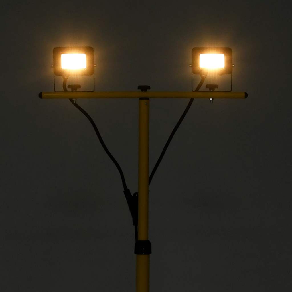 vidaXL LED Spotlight with Tripod 2x10 W, 1400 lm, Adjustable Height (71-164.5 cm), Black and Yellow - Image 1 of 35
