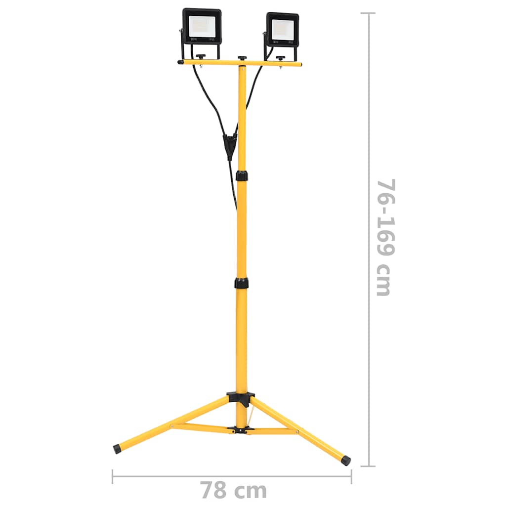vidaXL Faretto a LED 2x30 W con Treppiede Regolabile 76-169 cm in Alluminio e Acciaio Nero e Giallo - Image 14 of 14