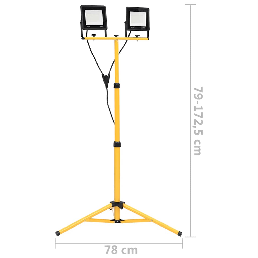 vidaXL Faretto a LED con Treppiede 2x50 W 7000 lm, Altezza Regolabile (79-172,5) cm, Nero - Image 13 of 14