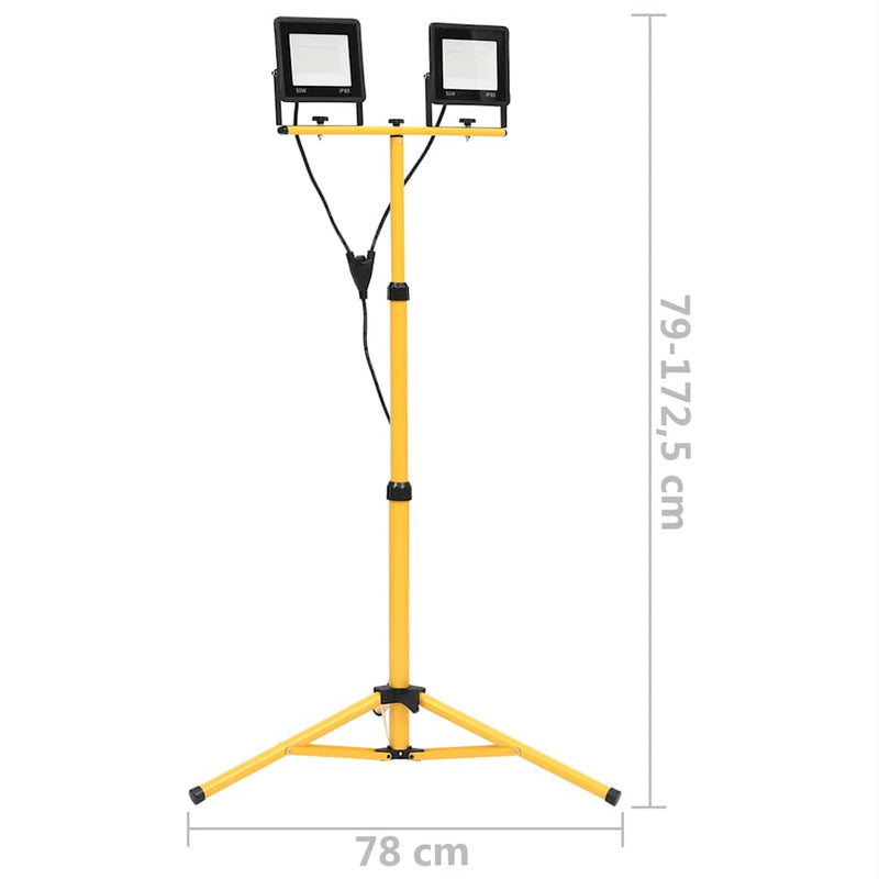 vidaXL Faretto a LED con Treppiede 2x50 W 7000 lm, Altezza Regolabile (79-172,5) cm, Nero - Image 13 of 14