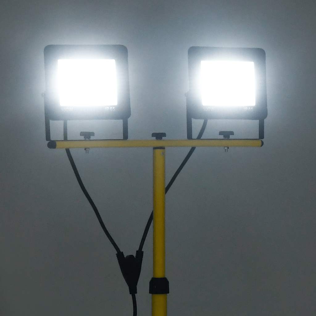 vidaXL Faretto a LED 2x30 W con Treppiede Regolabile 76-169 cm in Alluminio e Acciaio Nero e Giallo - Image 2 of 14