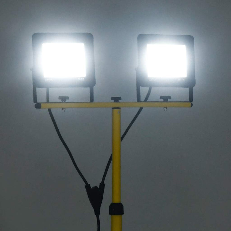 vidaXL Faretto a LED 2x30 W con Treppiede Regolabile 76-169 cm in Alluminio e Acciaio Nero e Giallo - Image 2 of 14