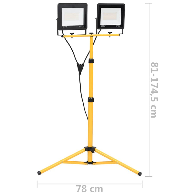 vidaXL Faretto a LED 2x30 W con Treppiede Regolabile 76-169 cm in Alluminio e Acciaio Nero e Giallo - Image 13 of 14